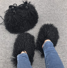 Load image into Gallery viewer, Women Fashion Furry Slides with Bag Set