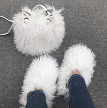 Load image into Gallery viewer, Women Fashion Furry Slides with Bag Set
