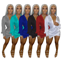 Load image into Gallery viewer, Satin Shirt Dress