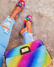 Load image into Gallery viewer, Rainbow Flip Flops Slippers with Bag Sets
