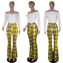 Load image into Gallery viewer, Plaid Bell-Bottoms Pants 3 PCs set