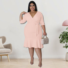 Load image into Gallery viewer, Plus Size V Neck Dress