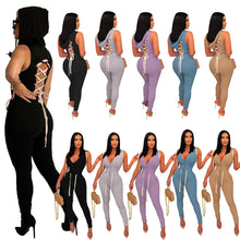 Load image into Gallery viewer, Sleeveless Back Lace Up Jumpsuit