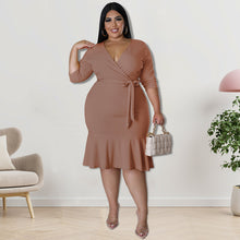 Load image into Gallery viewer, Plus Size V Neck Dress