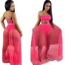 Load image into Gallery viewer, Women Lace Mesh Maxi 3 PCs Skirt Set