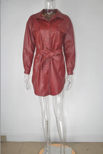 Load image into Gallery viewer, Women PU Shirt Dress