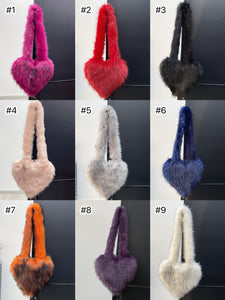 Women Faux Fur Heart Shoulder Bag