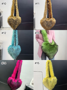 Women Faux Fur Heart Shoulder Bag