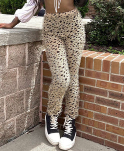 Women Leopard Furry Pants