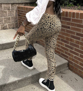 Women Leopard Furry Pants