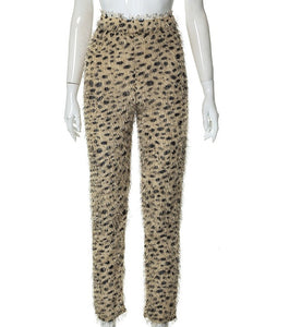 Women Leopard Furry Pants