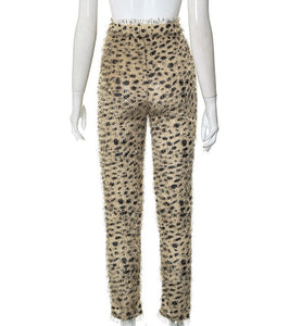 Women Leopard Furry Pants