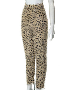 Women Leopard Furry Pants