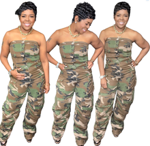 Load image into Gallery viewer, Women Camouflage Pocket Tracksuit Jumpsuit
