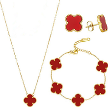 Load image into Gallery viewer, Fashion Clover Earring Necklace Bracelet Set
