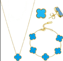 Load image into Gallery viewer, Fashion Clover Earring Necklace Bracelet Set
