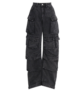 Women Jean Multi-Pocket Casual Pants