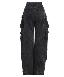 Women Jean Multi-Pocket Casual Pants