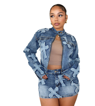 Load image into Gallery viewer, Women Fashion Jean Skirt Set
