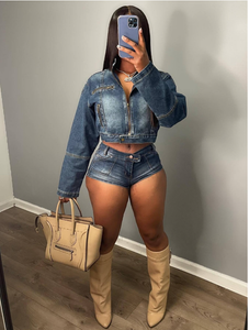 Women Jean 2 pcs Shorts Set