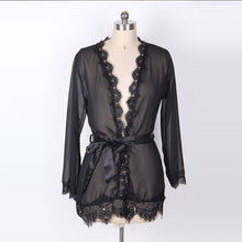 Load image into Gallery viewer, Women Sexy Lace Robe Mesh Nightgown Set
