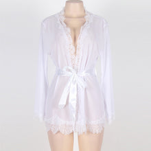 Load image into Gallery viewer, Women Sexy Lace Robe Mesh Nightgown Set
