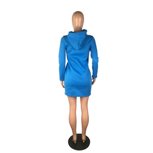 Women Long sleeve Tunic Pocket Pullover Hoodie Dress