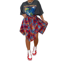 Load image into Gallery viewer, Women Plaid Tie-Sleeve Fake Shirt Skirt
