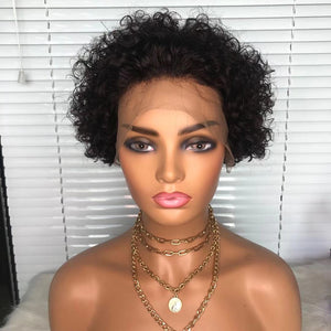 Human Hair Curly Bob Wig with 4*4 Lace Closure