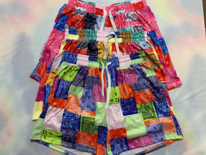 Bandana Pattern Splice Shorts