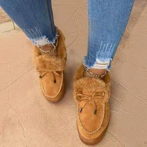 Women Winter Warm Moccasins Shoes Platform Shoes Snow Boots