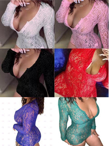 Women Sexy Lace Bodycon Onesie