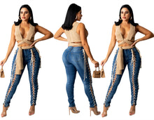 Load image into Gallery viewer, Tie Up Jeans Pants
