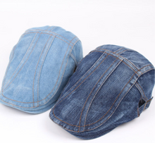 Load image into Gallery viewer, Men&#39;s Denim Beret, Classic Adjustable Cap Ivy Hat
