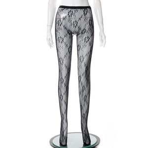 Mesh Perspective Hollow Hole Leggings