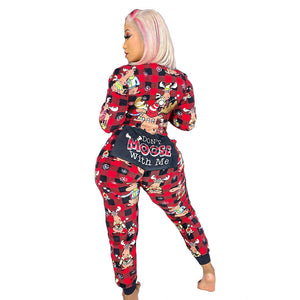 Christmas Hooded Onesie Pajamas with Butt Flap