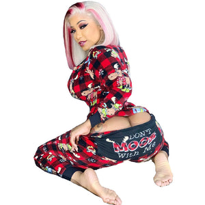 Christmas Hooded Onesie Pajamas with Butt Flap