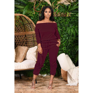 Plus Size Women 2 pcs Off Shoulder Set