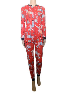 Christmas Hooded Onesie Pajamas with Butt Flap