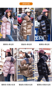 Women Winter Fur Reversible Down Coat