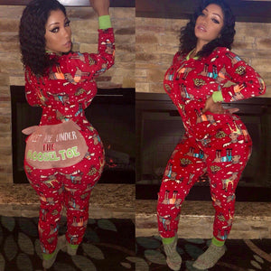 Christmas Hooded Onesie Pajamas with Butt Flap