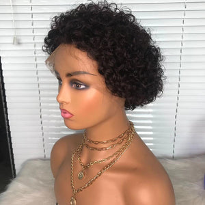 Human Hair Curly Bob Wig with 4*4 Lace Closure