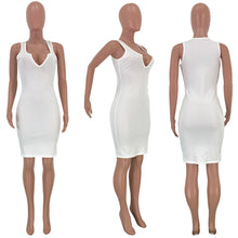 Load image into Gallery viewer, Women Sleeveless Sheath with V Neckline Dress
