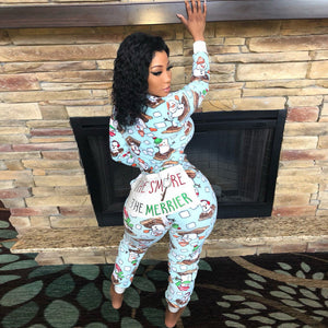 Christmas Hooded Onesie Pajamas with Butt Flap