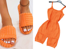 Load image into Gallery viewer, Knit Jumpsuit with Slides Set
