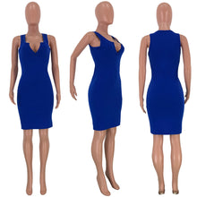 Load image into Gallery viewer, Women Sleeveless Sheath with V Neckline Dress
