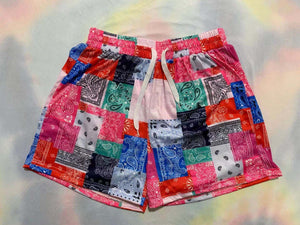 Bandana Pattern Splice Shorts