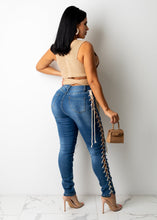 Load image into Gallery viewer, Tie Up Jeans Pants
