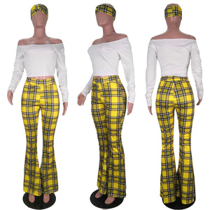 Plaid Bell-Bottoms Pants 3 PCs set