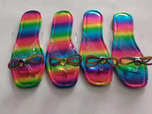 Rainbow Flip Flops Slippers with Bag Sets